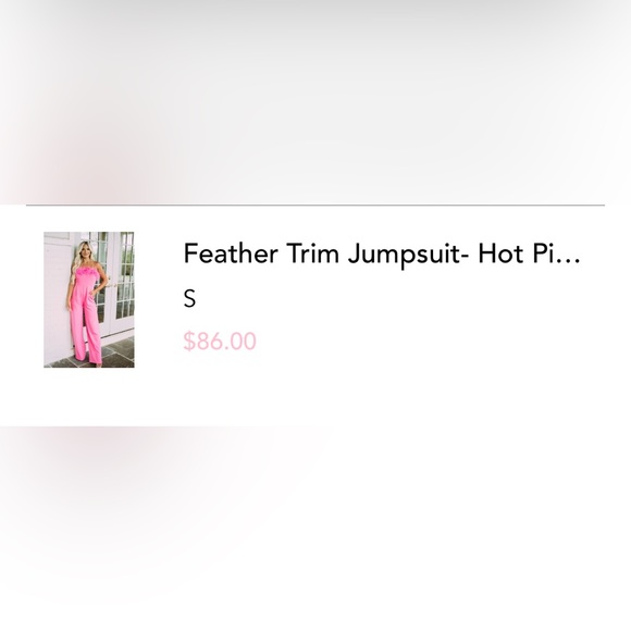 Pink feather trim jumpsuit - Picture 8 of 8